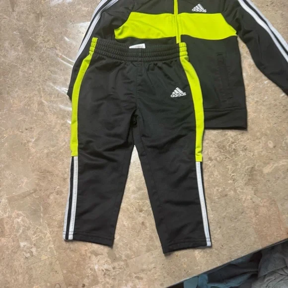 Adidas Black and Bright Yellow Kids' Tracksuit - Picture 3 of 5